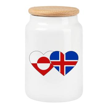 Grönland Dänemark Flagge Herz - Keksdose mit Holzdeckel - Weiß - Vorne