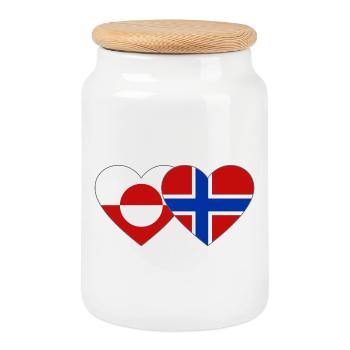 Grönland Norwegen Flagge Hände Herzform - Keksdose mit Holzdeckel - Weiß - Vorne