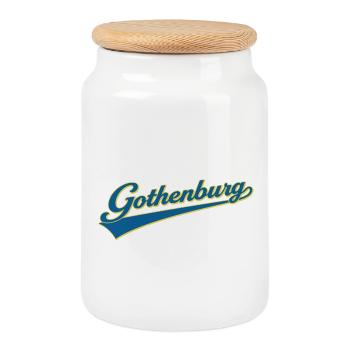 Ich habe mich in Göteborg verlaufen und es geliebt - Keksdose mit Holzdeckel - Weiß - Vorne