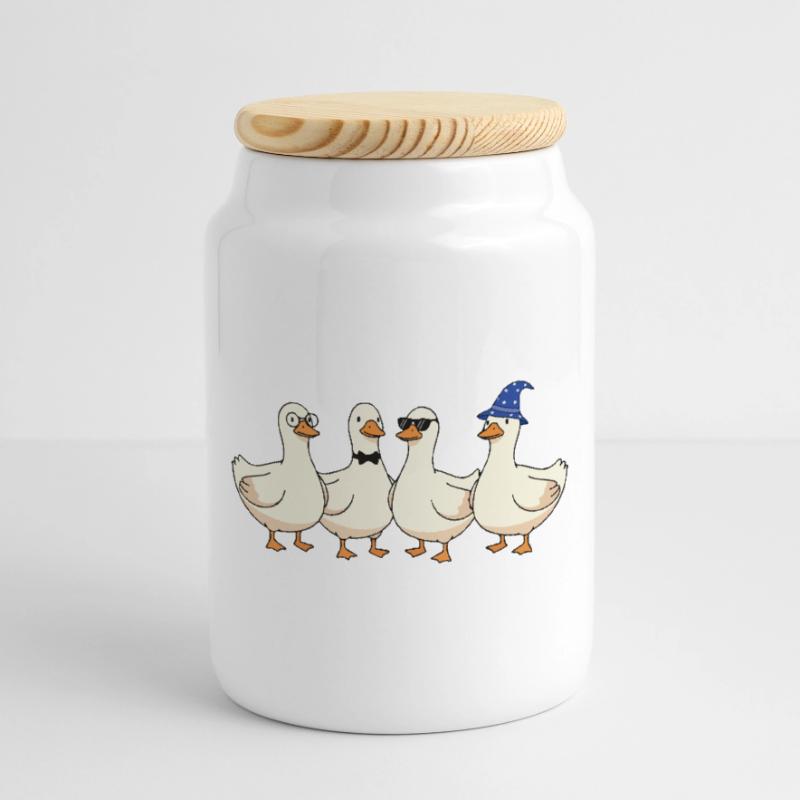 Quackquartet with style Cookie Jar with Wooden Lid
