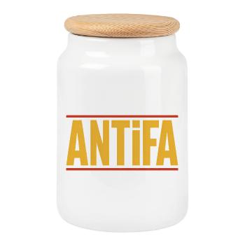 Antifa - Antifascist Merch - Cookie Jar with Wooden Lid - white - Front