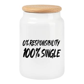 0% responsibility, 100% single - Cookie Jar with Wooden Lid - white - Front