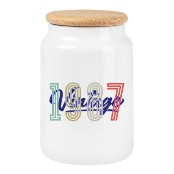 Cadeau d’anniversaire vintage vintage 1987 - Boîte à biscuits avec couvercle en bois - blanc - Devant