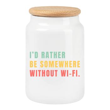 I'd Rather Be Somewhere Without Wi-Fi - Cookie Jar with Wooden Lid - white - Front