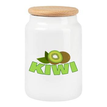 Kiwi - Cookie Jar with Wooden Lid - white - Front