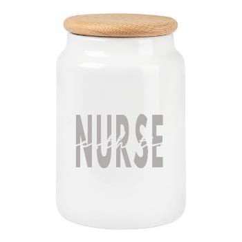 Injecteur de comblement esthétique Botox Nurse - Boîte à biscuits avec couvercle en bois - blanc - Devant