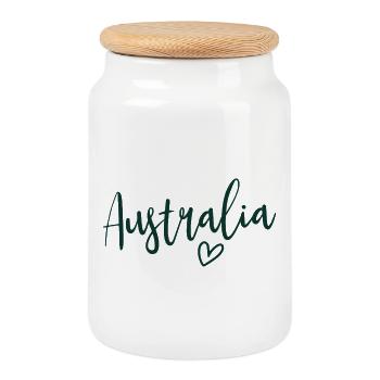 Australia Heart Women’s Love Australia - Boîte à biscuits avec couvercle en bois - blanc - Devant