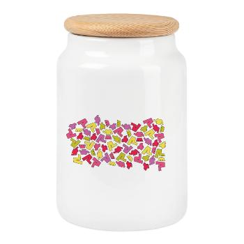Cool clothing pattern  - Cookie Jar with Wooden Lid - white - Front