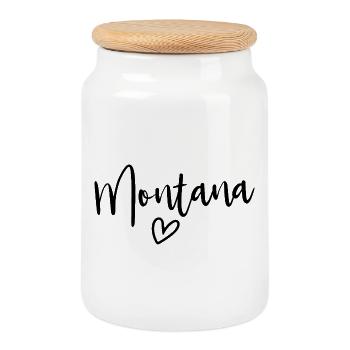 Cœur du Montana, Amour des femmes du Montana - Boîte à biscuits avec couvercle en bois - blanc - Devant