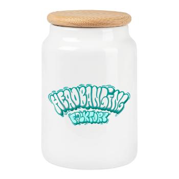 Graffiti de headbanging - Boîte à biscuits avec couvercle en bois - blanc - Devant
