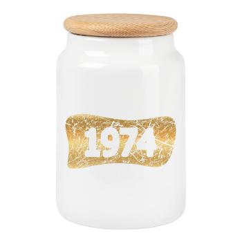 Gold bars 1974 - Cookie Jar with Wooden Lid - white - Front
