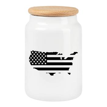 Map of the United States - Cookie Jar with Wooden Lid - white - Front