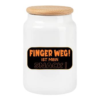 Hands off snack - Cookie Jar with Wooden Lid - white - Front