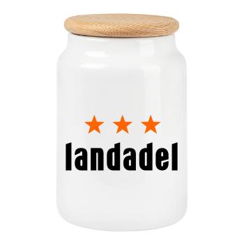 Landed gentry with stars - Cookie Jar with Wooden Lid - white - Front