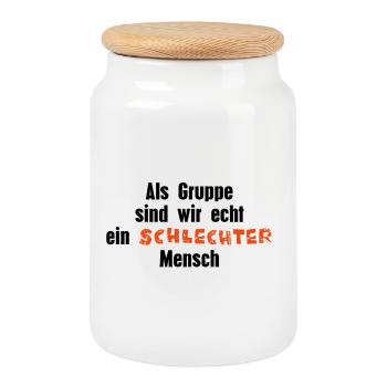 Schlechter Mensch - Keksdose mit Holzdeckel - Weiß - Vorne