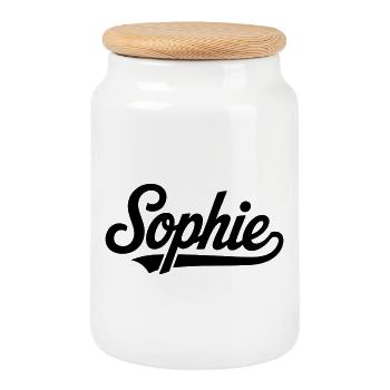 Sophie name first last family - Cookie Jar with Wooden Lid - white - Front
