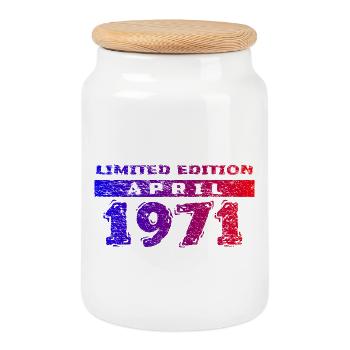 55th Birthday Limited Edition 04/1971 - Cookie Jar with Wooden Lid - white - Front