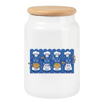 Sourdough Bread Baking Baker Sourdough Starter Jar - Cookie Jar with Wooden Lid - white - Front