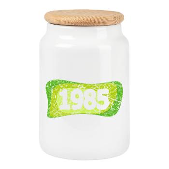 retro 1985 - Cookie Jar with Wooden Lid - white - Front
