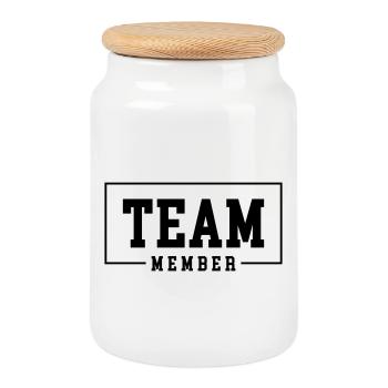Team Member - Cookie Jar with Wooden Lid - white - Front