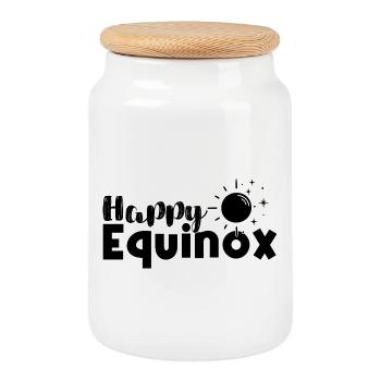 Joyeux équinoxe Bénédictions d’Ostara - Boîte à biscuits avec couvercle en bois - blanc - Devant