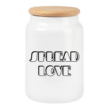 Spread Love Bold Typographic Design - Cookie Jar with Wooden Lid - white - Front