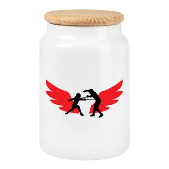 Winged Fencer: The Speed of Sword and Iron - Cookie Jar with Wooden Lid - white - Front