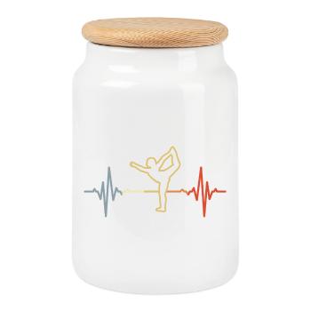 Yoga Heartbeat Look rétro - Boîte à biscuits avec couvercle en bois - blanc - Devant