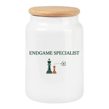 Schach-Endspielanalyse und fortgeschrittene Strategie - Keksdose mit Holzdeckel - Weiß - Vorne