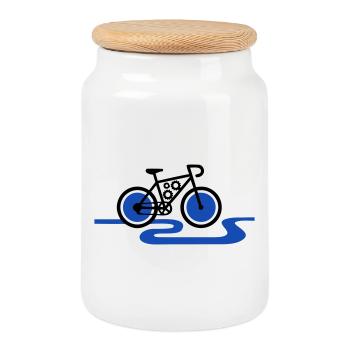 Moteur à engrenages moderne pour vélo électrique - Boîte à biscuits avec couvercle en bois - blanc - Devant