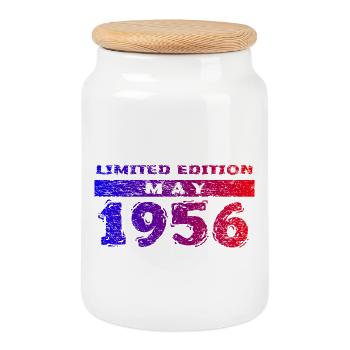 70th Birthday Limited Edition 05/1956 - Cookie Jar with Wooden Lid - white - Front