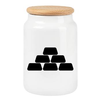 Gold bullion - Cookie Jar with Wooden Lid - white - Front