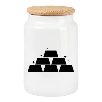 Gold bullion - Cookie Jar with Wooden Lid - white - Front