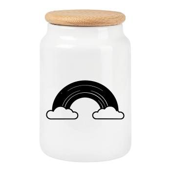 rainbow - Cookie Jar with Wooden Lid - white - Front