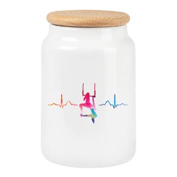 Aerialist Hearbeat EKG Cloud Swing Trapez - Keksdose mit Holzdeckel - Weiß - Vorne
