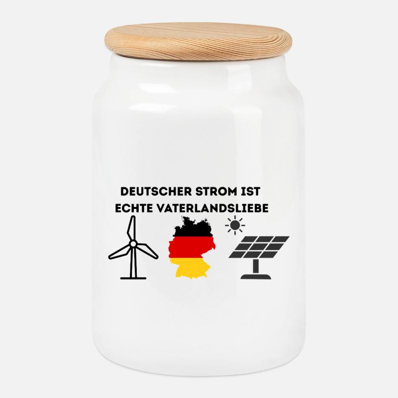 Deutscher Strom Vaterlandsliebe - Keksdose mit Holzdeckel - Weiß