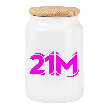 21M Bitcoin Supply Crypto Design 21 Limite Million - Boîte à biscuits avec couvercle en bois - blanc - Devant