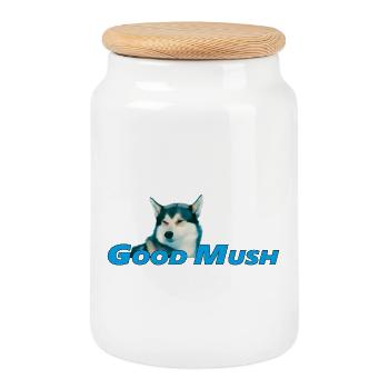 GOOD MUSH - Keksdose mit Holzdeckel - Weiß - Vorne