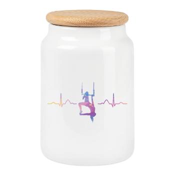 Aerialist Hearbeat EKG Cloud Swing Trapez - Keksdose mit Holzdeckel - Weiß - Vorne