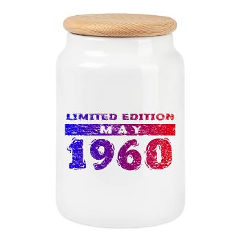 66. Geburtstag Limited Edition 05/1960 - Keksdose mit Holzdeckel - Weiß - Vorne