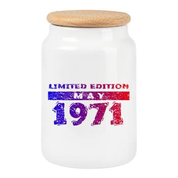 55th Birthday Limited Edition 05/1971 - Cookie Jar with Wooden Lid - white - Front