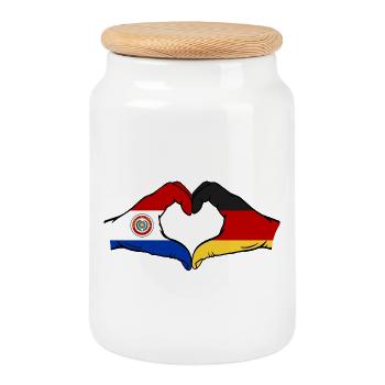 Deutschland Paraguay Flagge Herz - Keksdose mit Holzdeckel - Weiß - Vorne