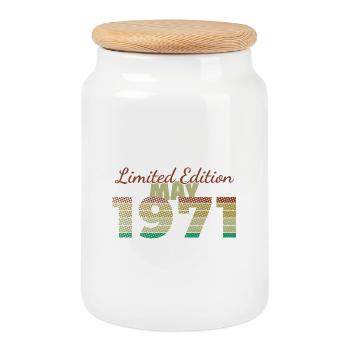 55. Geburtstag Limited Edition (SCR) 05/1971 - Keksdose mit Holzdeckel - Weiß - Vorne