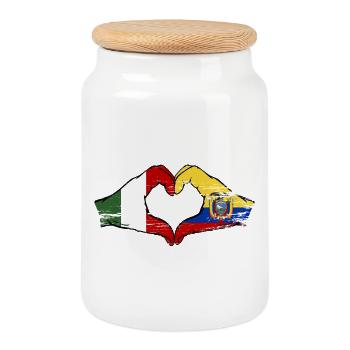 Drapeau Italien de l’Équateur cœur utilisé - Boîte à biscuits avec couvercle en bois - blanc - Devant
