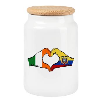 Irland Ecuador Flagge Herz - Keksdose mit Holzdeckel - Weiß - Vorne