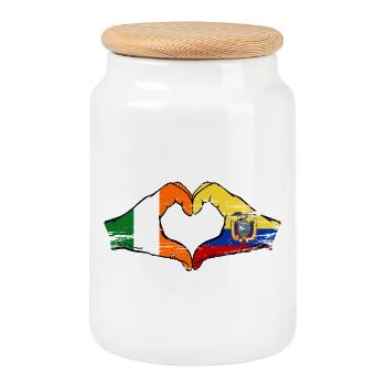 Irland Ecuador Flagge Herz used - Keksdose mit Holzdeckel - Weiß - Vorne
