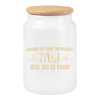 Handwerker – Dinge reparieren Weil ich es kann - Keksdose mit Holzdeckel - Weiß - Vorne