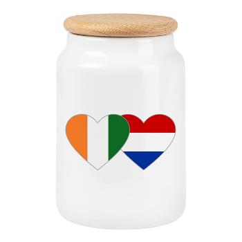 Côte d'Ivoire Holland Flag - Cookie Jar with Wooden Lid - white - Front