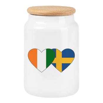 Elfenbeinküste Schweden Flagge Herz - Keksdose mit Holzdeckel - Weiß - Vorne