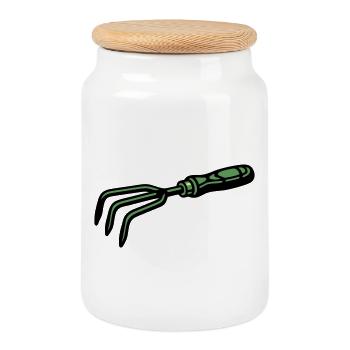 Icône de cultivateur à main griffue de jardin - Boîte à biscuits avec couvercle en bois - blanc - Devant